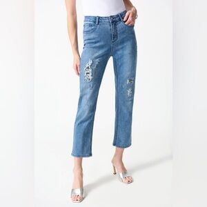 Joseph Ribkoff Embellished & Distressed Jeans Size 8 style 242921